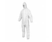 Disposable hooded coverall with elastics 